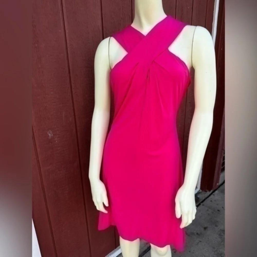 Michael Kors Halter Cross Neck Fit & Flare Dress